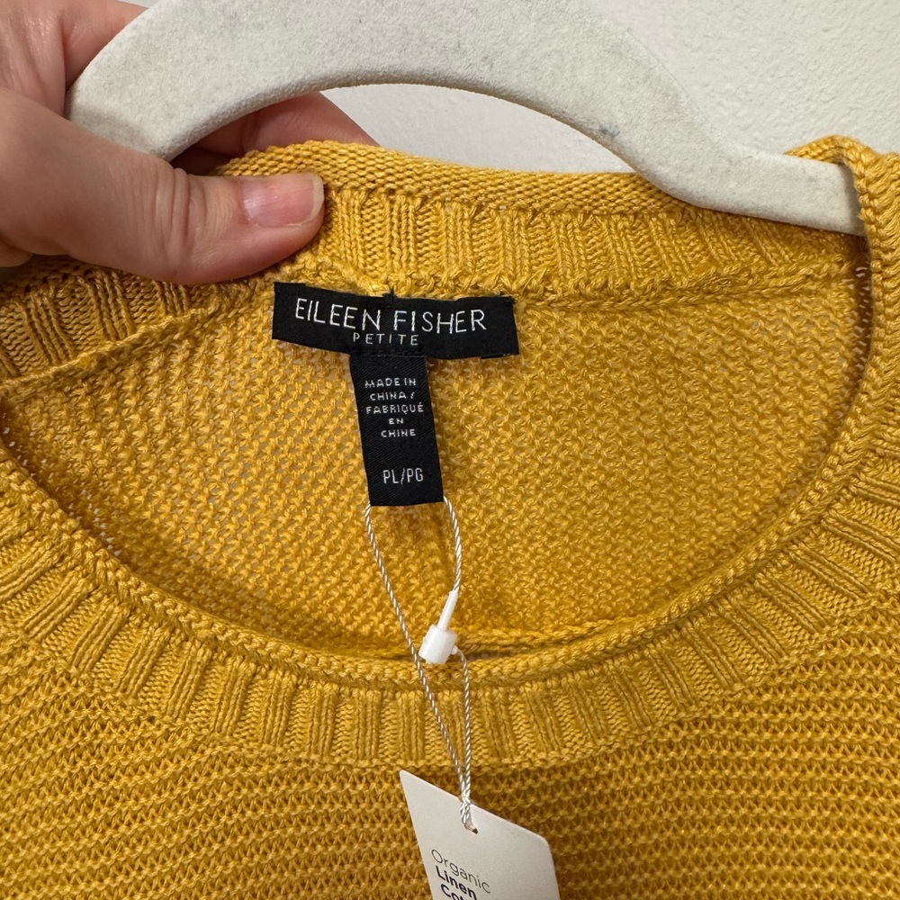 Eileen Fisher Organic Linen Cotton Crew Neck Top sweater Women’s Sz PL Marigold - Picture 6 of 8